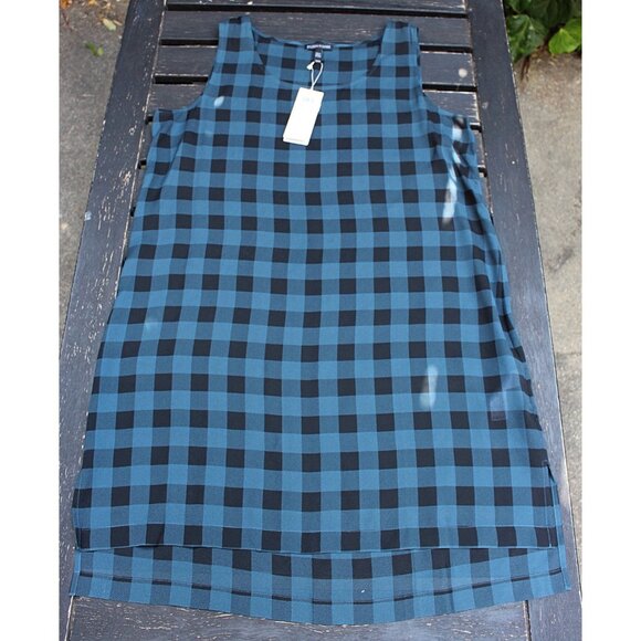 New w/Tags - Eileen Fisher Sleeveless Tunic in Buffalo Printed Silk, Fir, Med - Picture 7 of 14